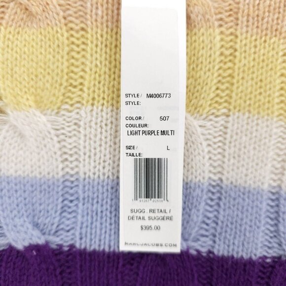 NWT MARC JACOBS 100% Cashmere Cable Knit DISTRESSED Sweater Striped Size LARGE - Picture 6 of 9